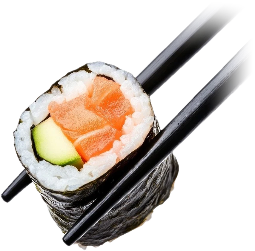 Hosomaki al salmone tra le bacchette